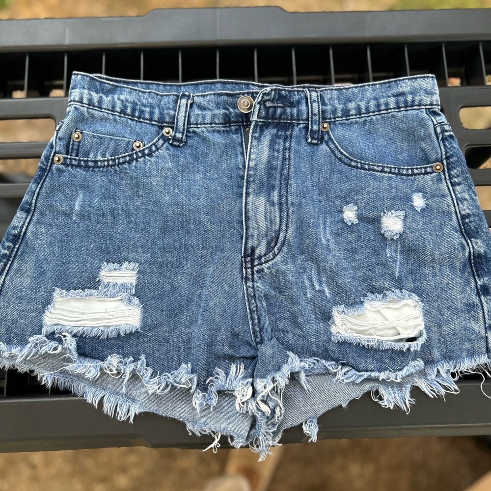 Forever 21 Blue Distressed Jean Shorts
